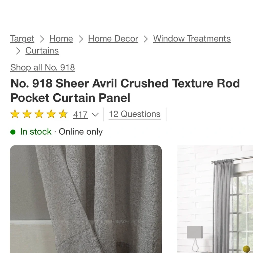 Four Gray Sheer Avril Crinkle Textured Rod Curtain Panels